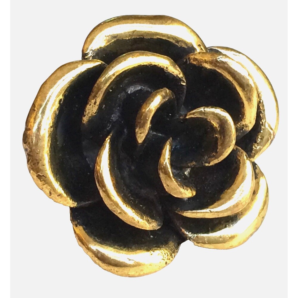 Vtg Gold Tone Rose Flower Bloom Cocktail Ring Size 6 7 8 Chunky Statement Boho